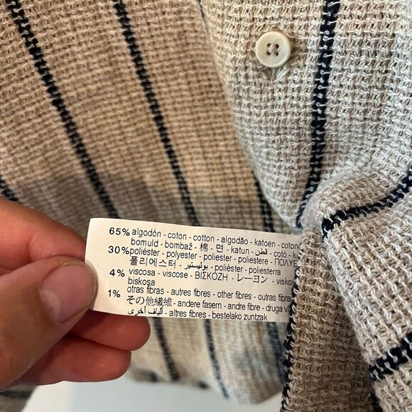 Zara Men’s pinestriped knit Men’s Short sleeve shirt with camp collar Size Mediu - Picture 4 of 4